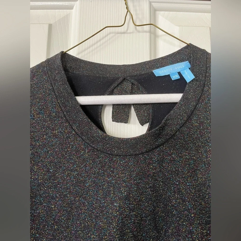 Draper James black sweater with rainbow sparkle and bow on back size XS - Picture 11 of 11